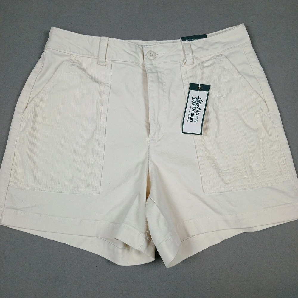 NWT Alpine‎ Design Women's Shorts Size 6 Off White High Rise 5" Corduroy Pockets
